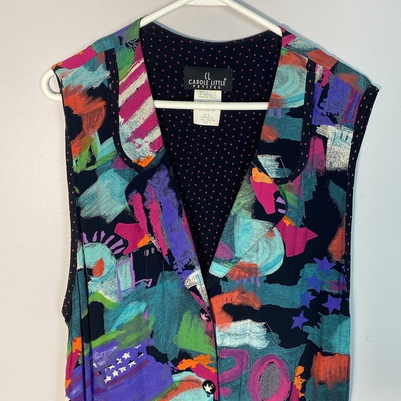 Vintage 80’s Geometric Print Romper by Carole Little Petites size 12 - Picture 3 of 11